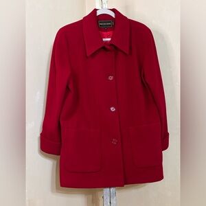 VINTAGE Kristin Blake 100% Wool Red Women's Car Coat Sz M